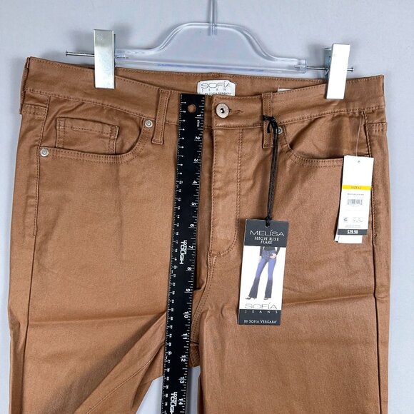 Sofia Vergara Melisa High Rise Flare Jeans Womens Size 12 Stretch Brown - Picture 7 of 12